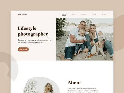Sofie - Lifestyle photographer - Portfolio belgium branding brown capture carousel design family illustration lifestyle light newborn odoo photographer photography photos rounded ui web design website