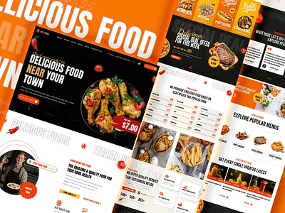 The Delicious Food Web banner branding design figma food graphic design illustration logo photoshop poster resturant ui vector