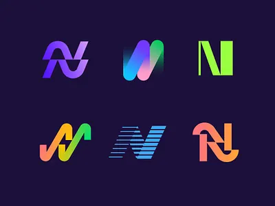 N monograms app blockchain branding connection crypto dynamic fast gradient icon letter logo monogram n progress run runner speed technology
