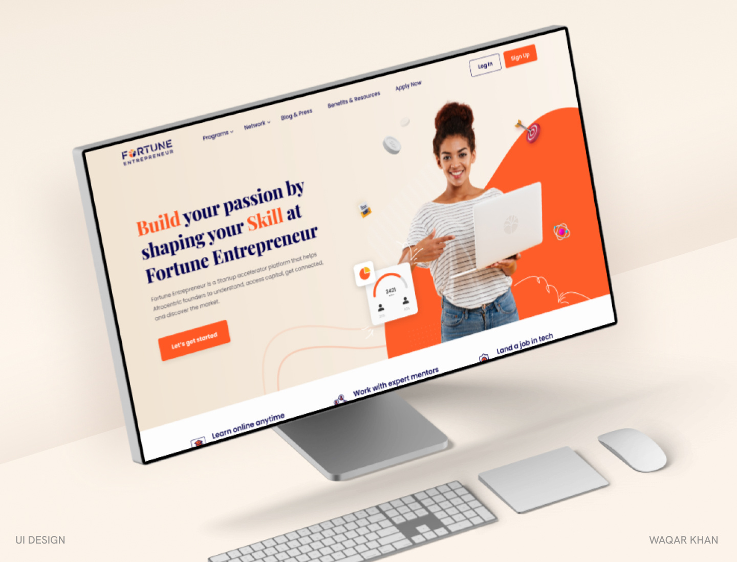 FORTUNE ENTREPRENEUR - UI DESIGN (Website) branding design education illustration landing page logo minimal ui uxui website design