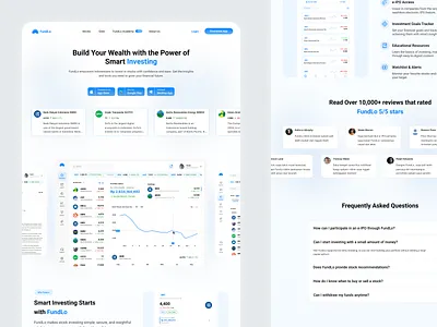 FundLo. - Stocks Invesment Official Website app blue bonds chart design exploration investation stocks trade trading ui ux web white