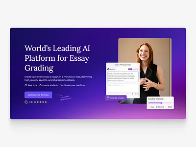 EssayGrader AI - hero section exploration ai ai website branding clean website design gradient graphic design hero landing page logo saas saas hero tech ui ui ux ux web design website website design