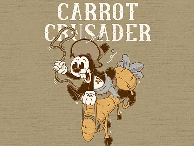 CARROT CRUSADER apparel art boot branding carrot cartoon character cowboy design draw fun graphic design icon illustration rabbit retro