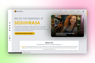 SeduhRasa – Vintage Café Website Concept (Dark & Light Mode) darkmode dribbble shot