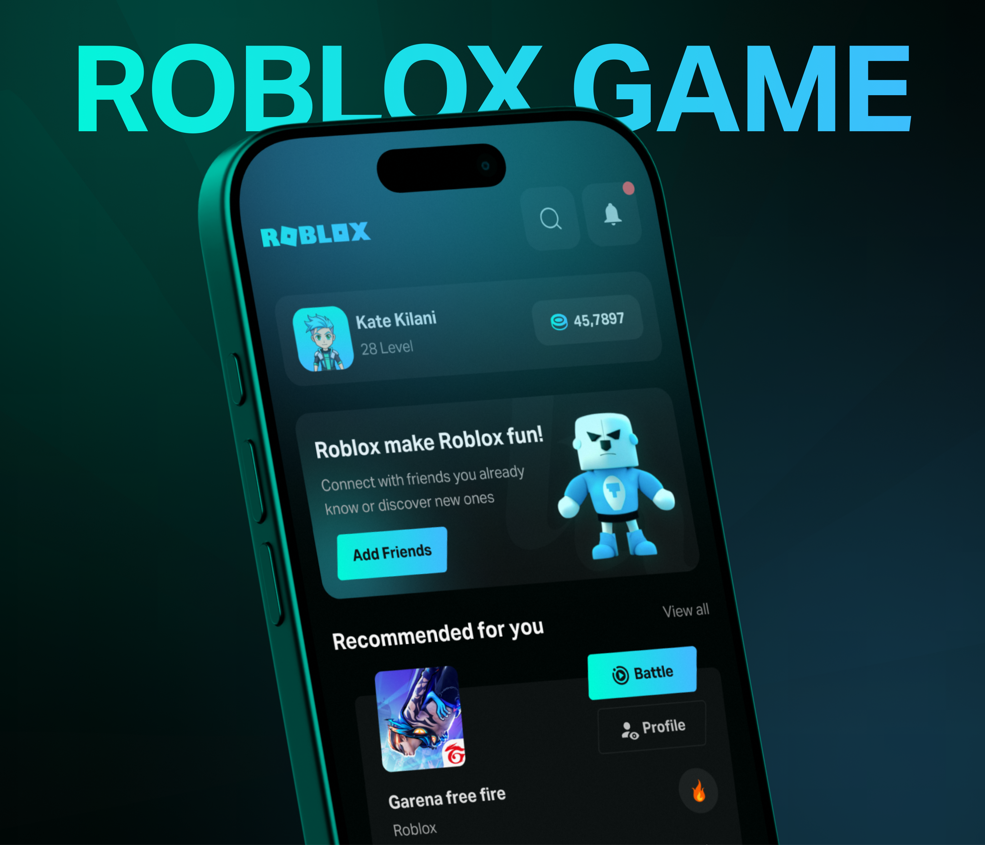 Roblox | Game & Experience App Design app design casual game app crypto game app free fire app game app mobile app mobile app design mobile ui puzzle game app roblox app roblox game app sports ui ux web 3.0 game