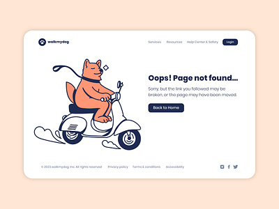404 web page illustration 404 design dog error illustration landing page pets ui ux vector web website
