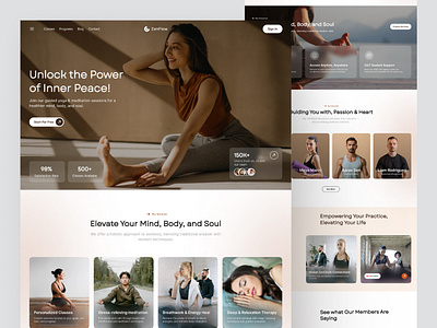 ZenFlow - Yoga Landing Page Design design dribbbleshots fitness landingpage meditation landing page ui uidesign ux webdesign yoga website design yogalandingpage