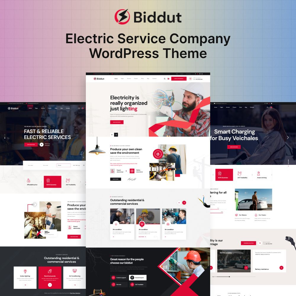 Biddut – Electricity Services WordPress Theme electric electrical electrical repairer electrician electrician theme electricity business engineering maintenance mechanic repair