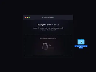 Junk code cleaner app apple black code design file gray macos minimal software ui upload ux