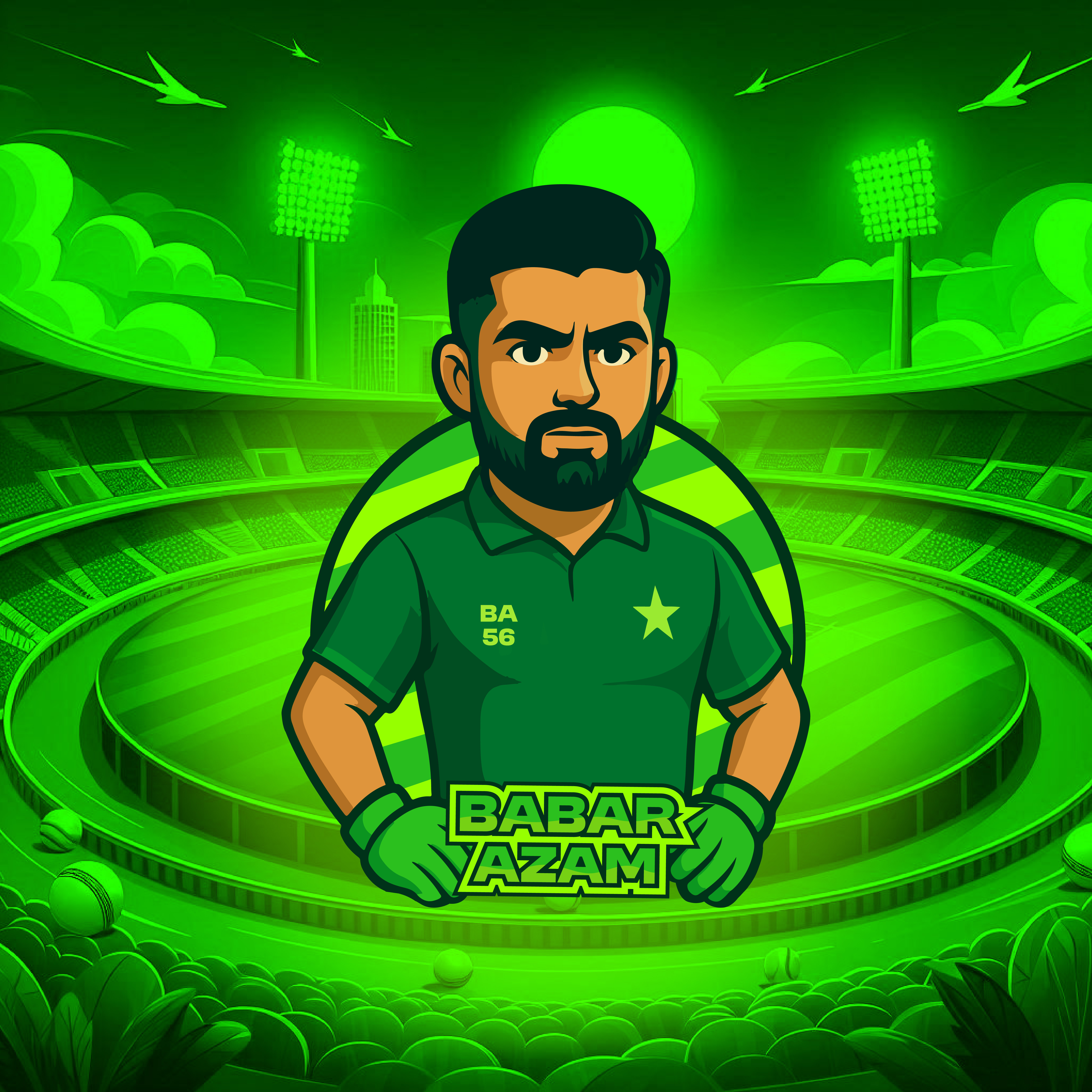 Design a New Logo for Babar Azam – King of the Green Arena 🏏🌟 athlete logo design athlete mascot design ba56 babar azam cartoon cricket art cartoon logo cartoon portrait illustration cartoon sports logo cartoon style branding cricket logo custom illustration custom mascot logo dribbble warm up illustrated athlete logo pakistan cricket sports avatar illustration sports character design sports mascot vector art vector character art