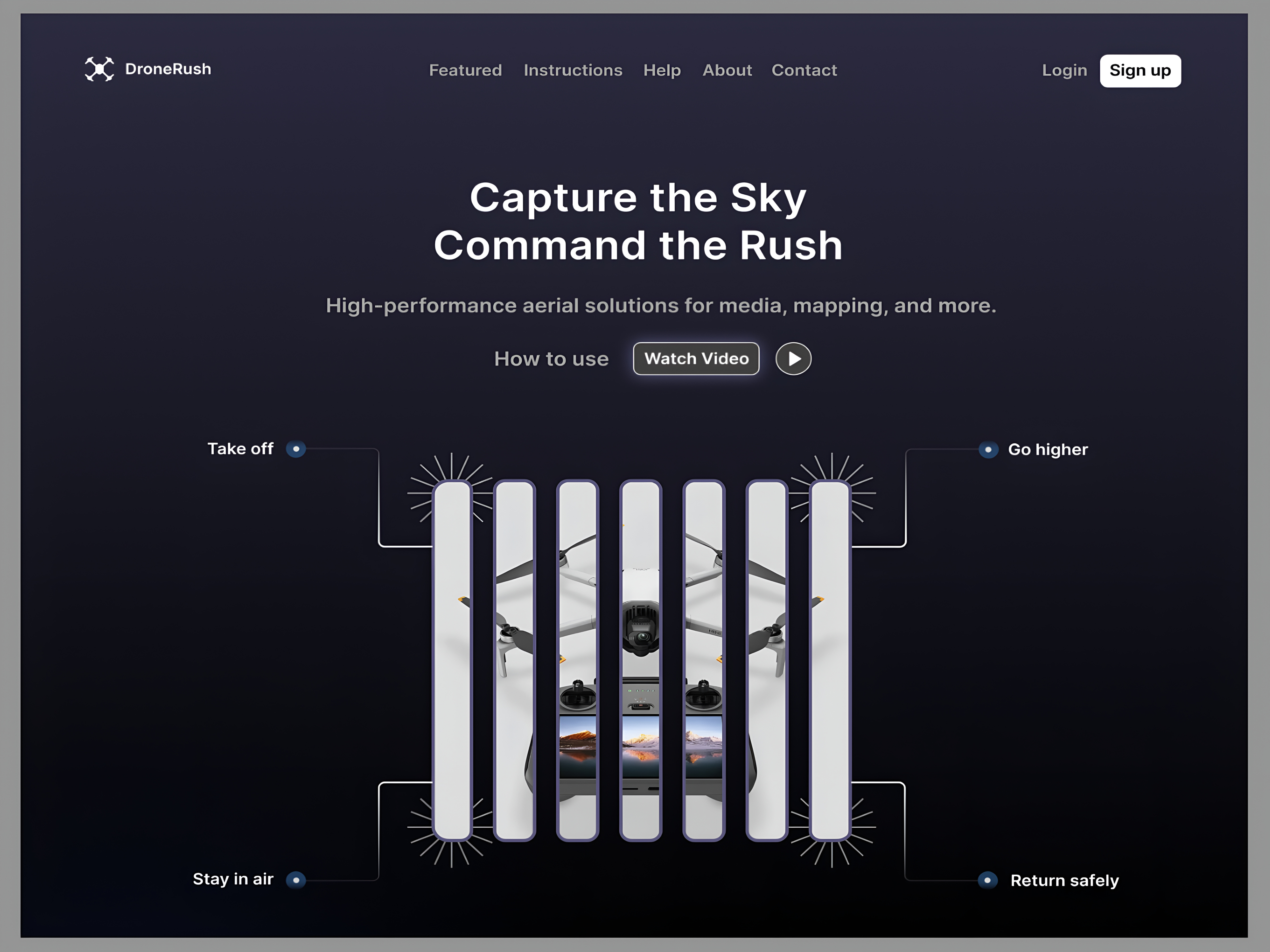 DroneRush Landing Page Section Design drone drone landing page figma ui user experience design