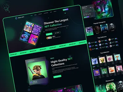 Modern NFT Marketplace UI Design crypto design crypto theme design landing page nft design nft marketplace nft ui ui ui ux uidesign user interface web design webdesign