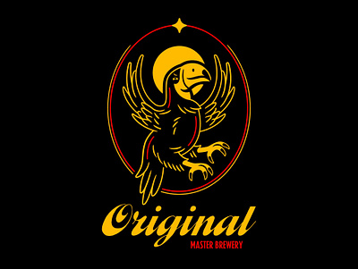 Original brewery bird branding cartoon design illustration logo mascot oval typography vector