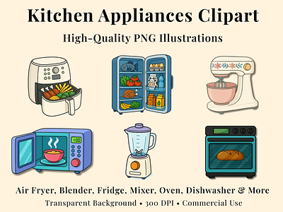 Farmhouse Kitchen Appliances Clipart – PNG Illustrations 300 dpi png clipart air fryer clipart blender clipart commercial use clipart cute kitchen graphics farmhouse kitchen clipart fridge clipart kitchen appliance clipart kitchen bundle png kitchen elements pack kitchen png illustrations kitchen sticker png microwave png mixer clipart oven clipart