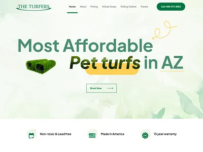 Pet turfs selling website desktop design latest ui design light green theme light theme radial code radialcode radialcode.com ui design uiux deisgn web design