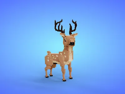 Voxel Forest Animals - Deer - Game Asset 3d 3d model animal animated deer fantasy forest game asset isometric low poly lowpoly unity3d voxedit voxel voxel art voxels