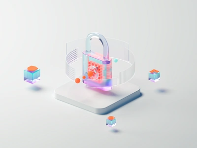 Cosant - 3D Lock Illustration 3d 3d visual blender cinema4d design glassy icon illustration isometric lock protection render safe secure ai security ui vividmotion web3