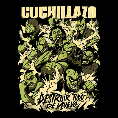 Cuchillazo character design comic drawing illustration laynes punk rock tshirt tshirtdesign