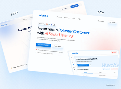 Mentio Hero Redesign graphic design hero section redesign ui ui design ux ux design web design