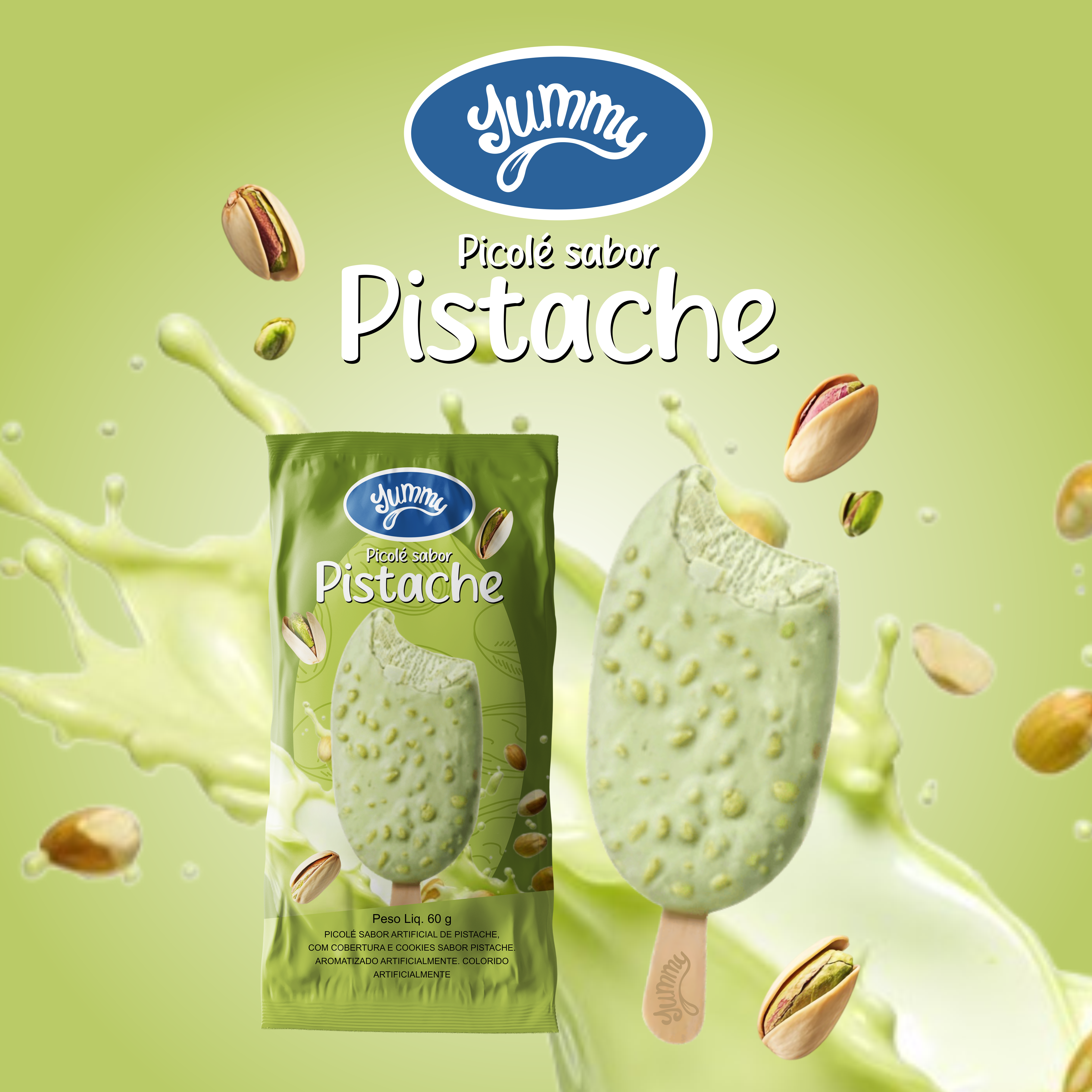 Picolé de Pistache _Yummy branding graphic design logo packaging picolé pistache yummy vector visual identity