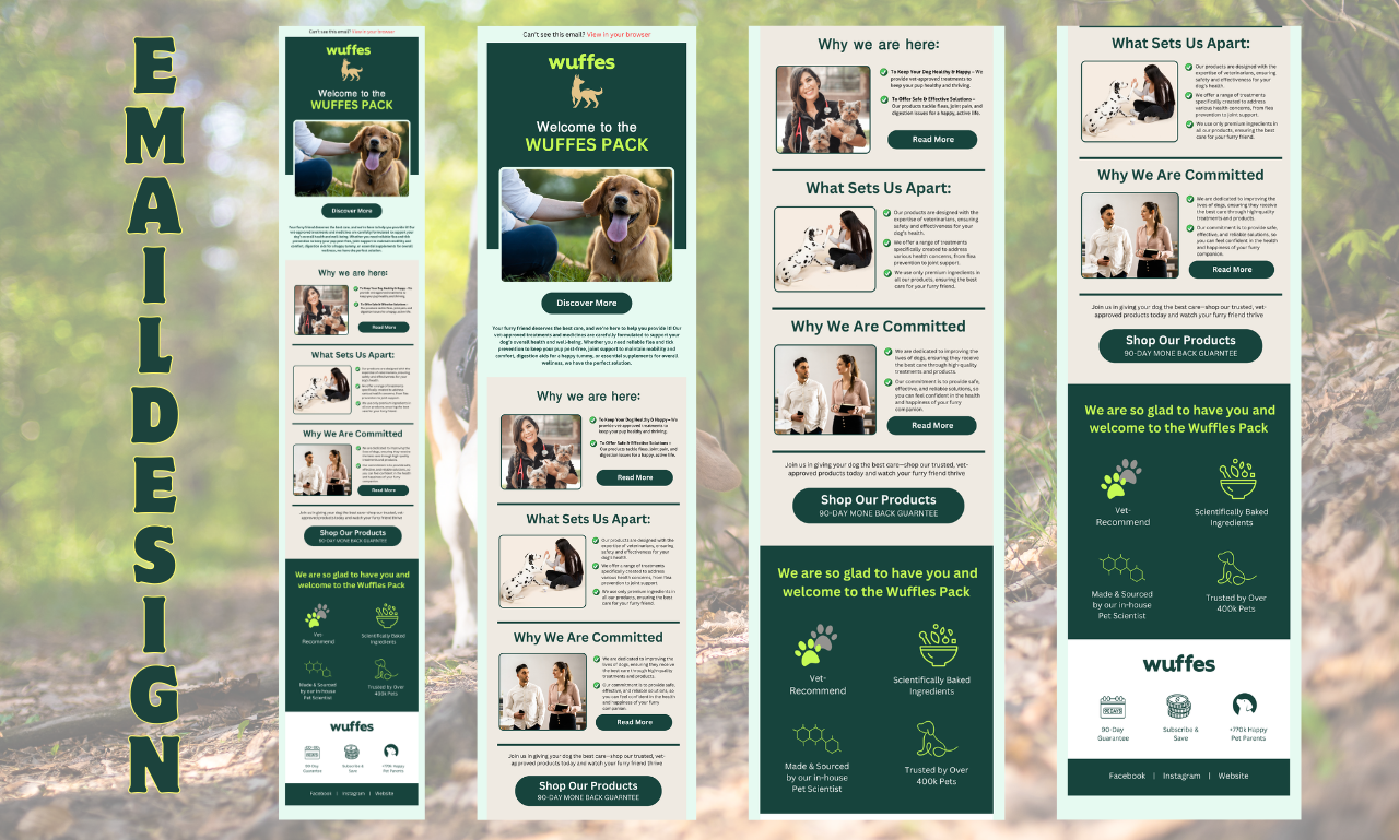 Email Template Design for Wuffes advertising branding branding design digital marketing email design email marketing email newsletter email template email template design graphic design klaviyo klaviyo email design landing page design mailchimp mailchimp email design newsletter design popup form design signup form design social media marketing