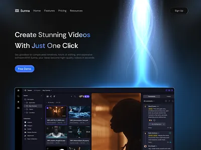 AI Video Generate SaaS Landing Page aidesign darkui designinpiration figmadesign interfacedesign landingpage productdesign saas saaslandingpage techlandingpage uiuxdesign videoeditingapp webdesign