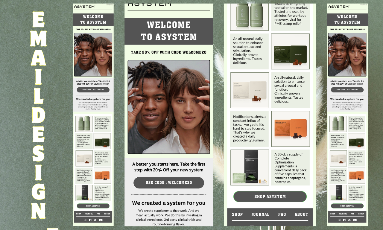 ASYSTEM – Versatile Email Template for Campaigns & Automation advertising branding branding design digital marketing email design email marketing email newsletter email template email template design graphic design klaviyo klaviyo email design landing page design mailchimp mailchimp email design newsletter design popup form design signup form design social media marketing