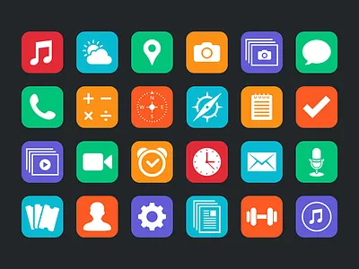 App Icons app clean design flat icons maps minimal music simple square vector weather