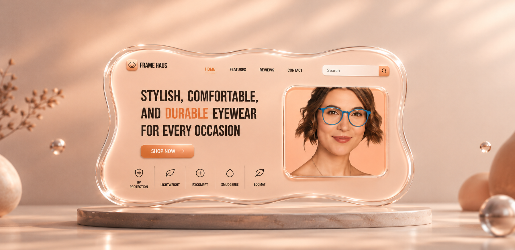 Product Landing Page Soft Brutalism clean ui ecommerce ui eyewear design fashion product ui figma ui glasses landing page glasses website landing page luxury product ui minimal ecommerce modern landing page online store product landing page product page product showcase responsive design shop page design soft brutalism ui design web design