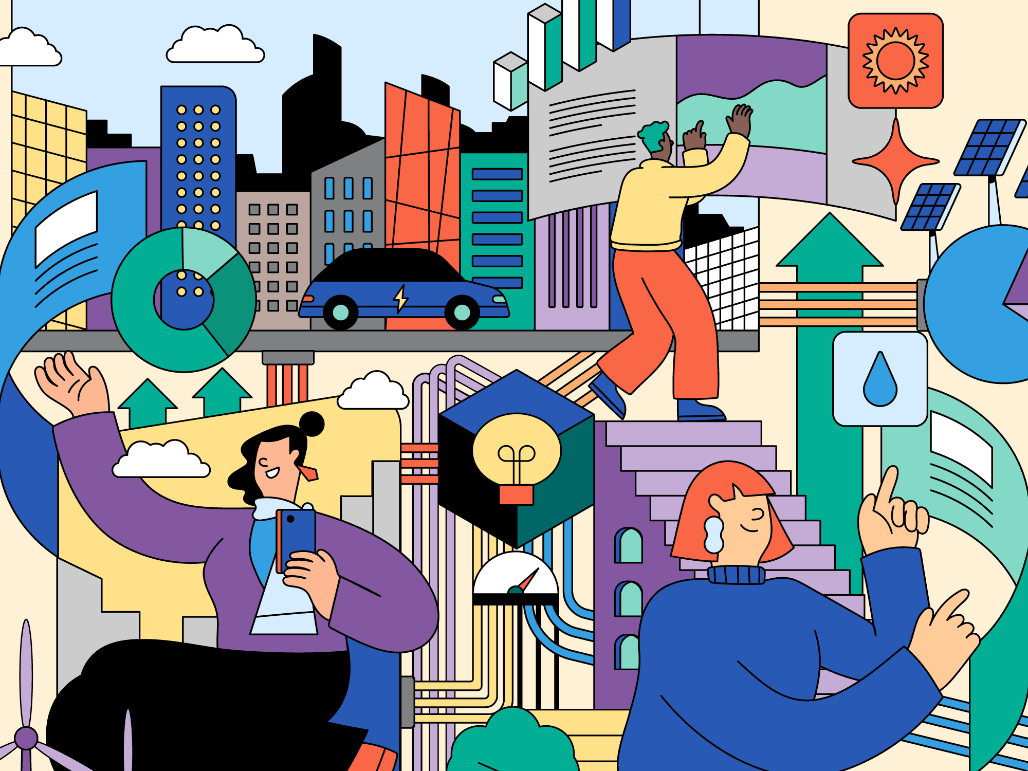 Hero Illustration Custom Design branding city colorful design electricity energy filled outline flat getillustrations graphic design hero illustration icons illustration outline power ui vector vector illustration web page website illustration