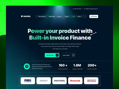Invoice Finance UI – Landing Page Concept dark theme dark ui dark version finance finance website fintech fintech hero hero homepage invoice landing landing page landing page designer page web design website