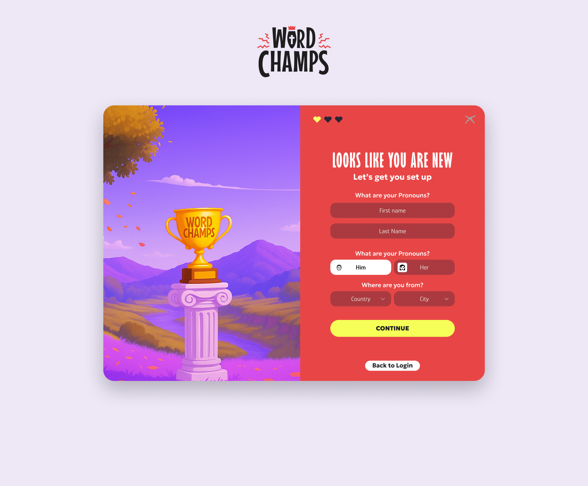 Wordchamps - Bible gaming app branding graphic design ui