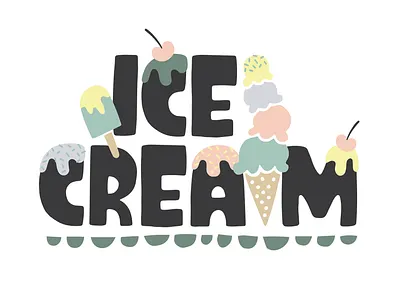 Ice cream adorable bold bright colorful cute font food hand drawn handwriting happy ice cream type typography