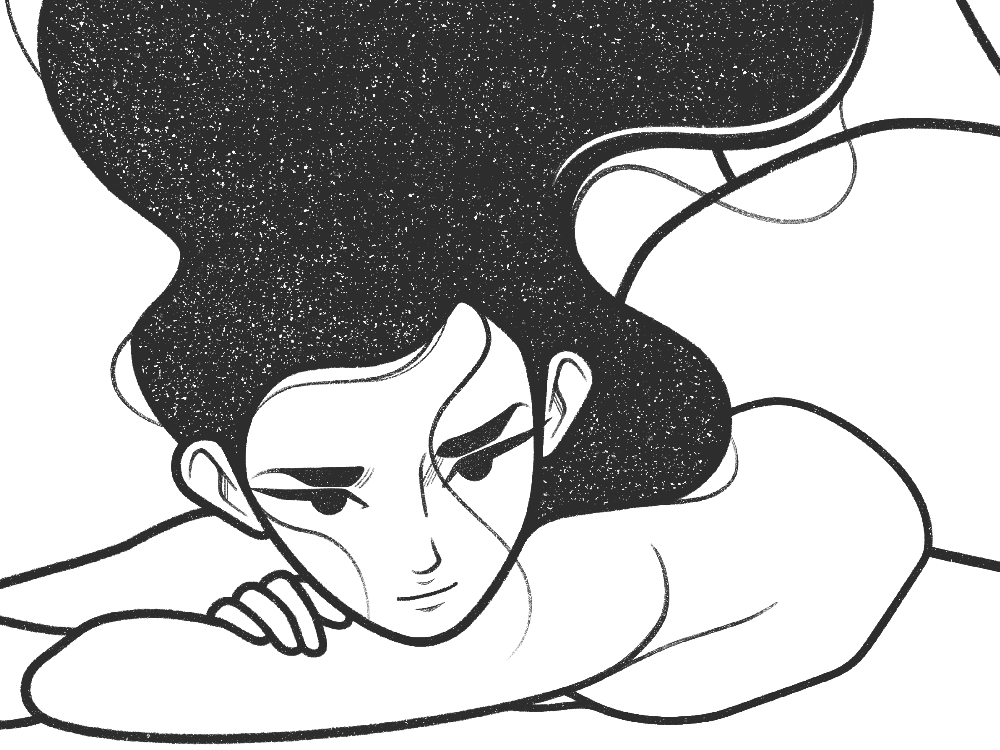 details / mermaid black and white cartoon character character design comic detail illustration line manga mermaid minimal monochrome procreate simple