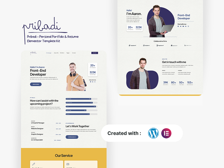 Pribadi - Personal Portfolio & Resume Elementor Template Kit by ...