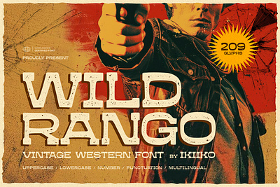 Wild Rango - Vintage Western Font adventure american authentic bandit classic cowboy font gritty logo mexcan movie ranch retro rough sheriff style vintage western wildwest woody