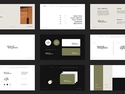 Jehian Woodworks - Brand Buidelines animation artisan bento grid book brand brand guidelines branding branding guideline craftmanship design furniture graphic design green interior logo motion graphics nature visual identity wood works