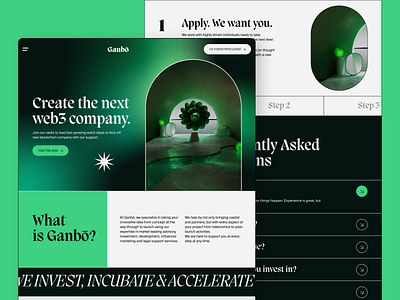 Ganbō - Web UI bold design elegant landing page minimal ui uiux ux vivid motion web design