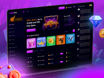 Casino Website betting casino casino website crypto casino dashboard design gambling online casino ui ux
