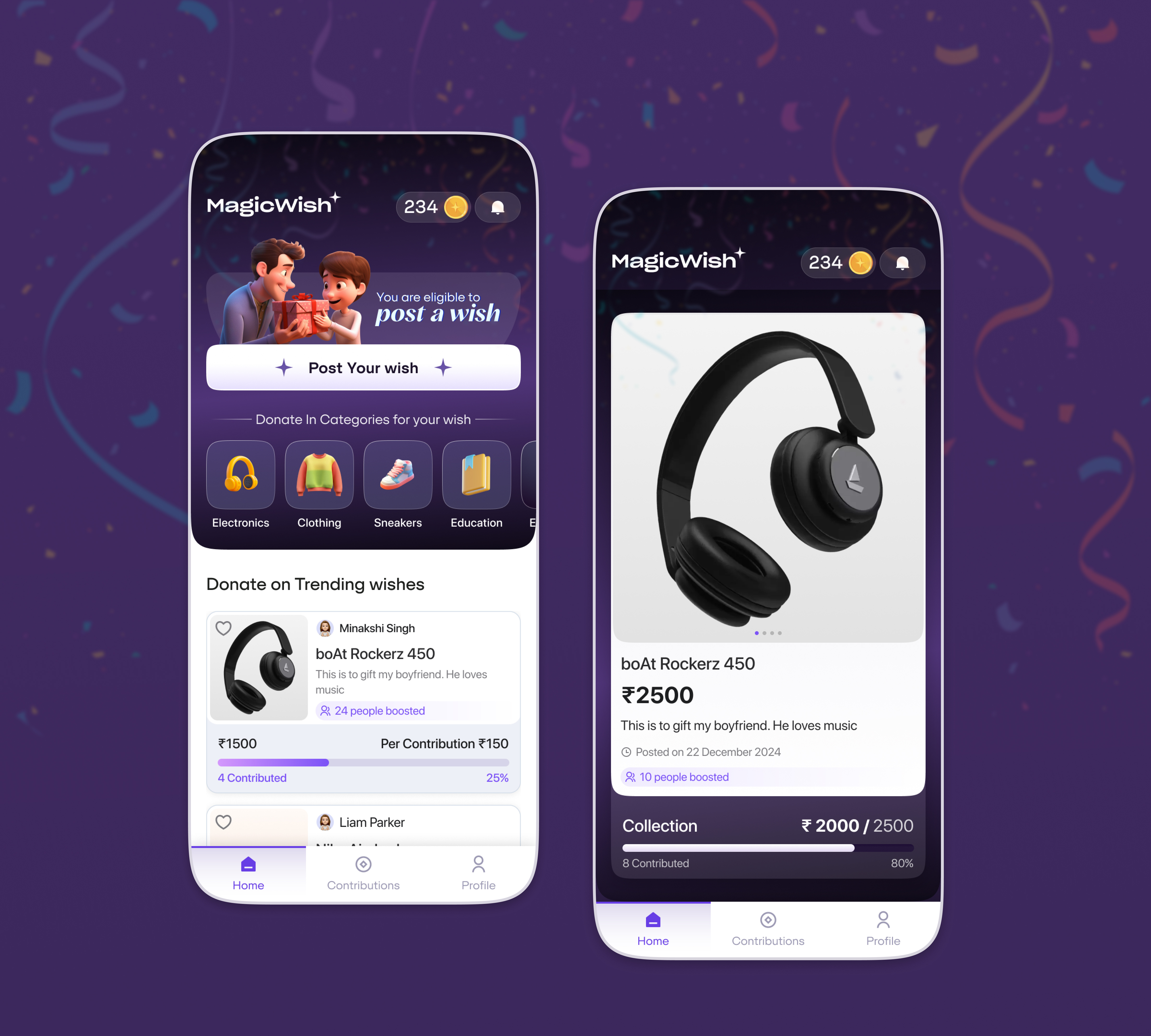 MagicWish - A Wish Fulfillment Platform app branding identity design illustration logo mobile app product product designer symbol ui ui design ui designer ui ux ux