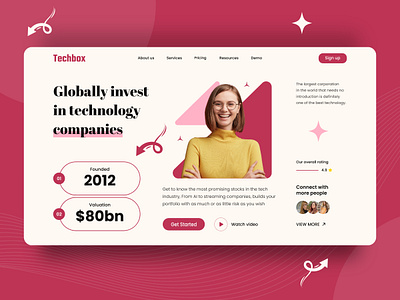 Techbox - Investor Web Hero Section branding companies design invest globally investment investor techbox technology ui ui design uiux web design web hero section web ui website