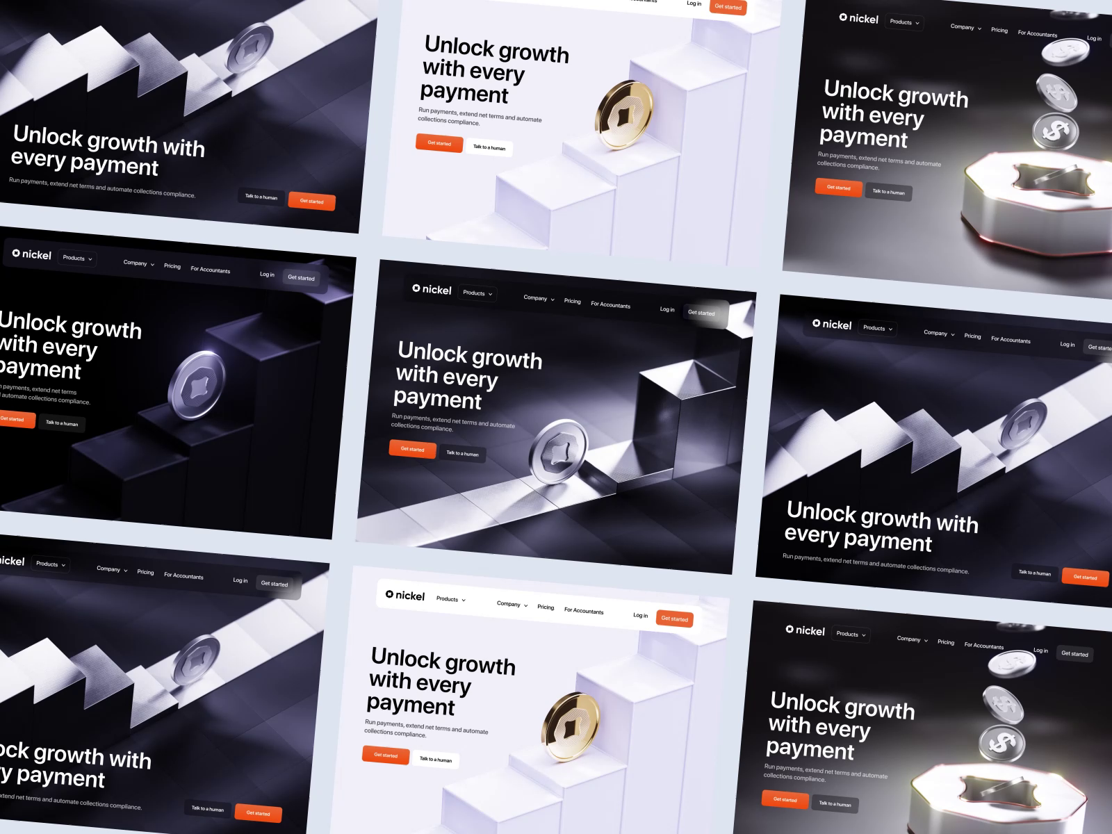 Example of Nikel Landing page web design 3D animation