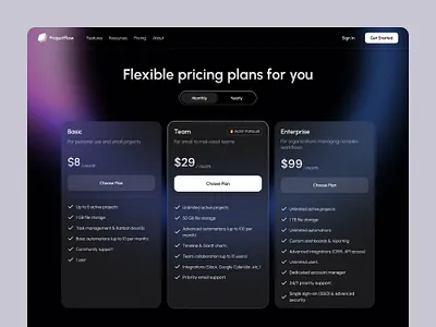 Pricing Page Web Design cards interface plans pricing pricing page pricing plans pricing table product design saas subscription ui ux web web design