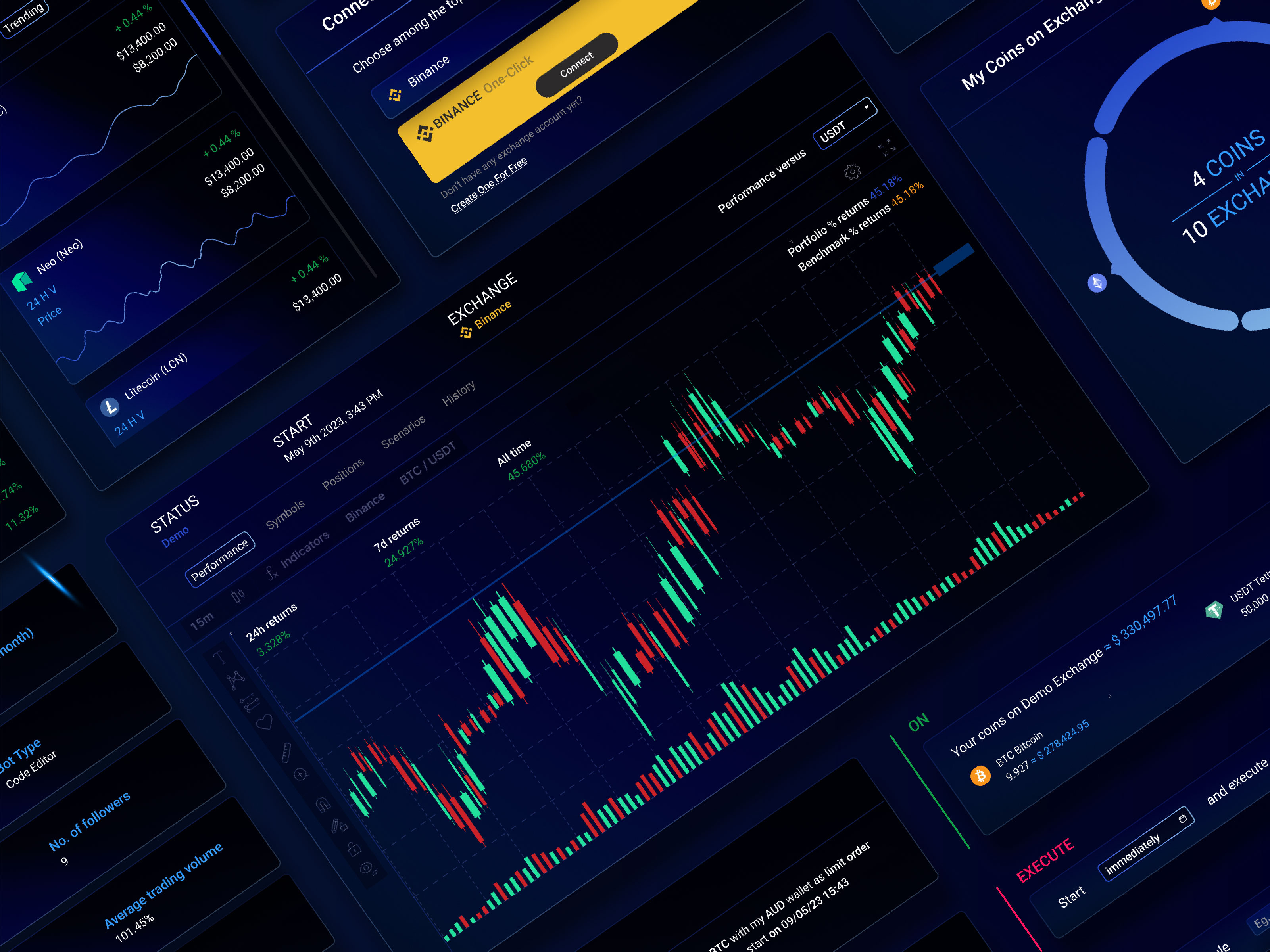 AI Stock & Crypto Trading Bot UI UX Dashboard Template auto trading crypto crypto trading bot dashboard dashboard design dashboard ui hyip interactive dashboard design investing investment product design trading trading app trading bot trading platform ui ux wallet web design web3