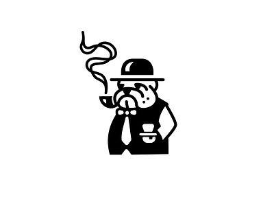 Sir black bulldog coffee dog english french funny gentleman illustration logo pipe simple sir smoke