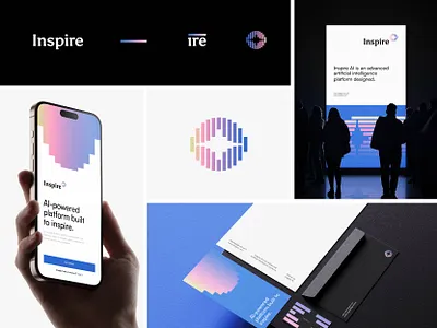 Inspire.Ai™ ai artificial intelligent branding chat gbt coding google gradient logo logotype machine open ai presentation saas star tech visual identity