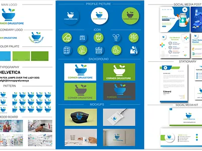 Corner Drugstore Branding Kit dental logo dentist graphic design logo medical logo pharmacy logo