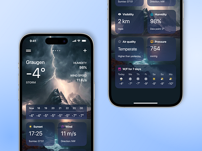 Weather App feat. AI🪄 ai app application design ios iphone mid journey mobile app storm ui weather
