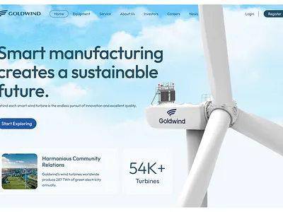 Wind Turbine Manufacturing Website Concept concept design ui web website
