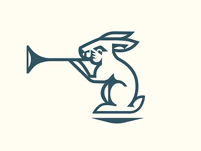 rabbit with trumpet animal branding design esports graphic design illustration logo logotype mascot logo rabbit trumpet ui vector